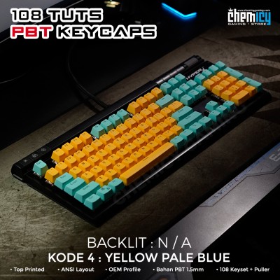 Keycaps Yellow Pale Blue 108 Tuts PBT OEM